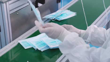 face mask production line in modern factory