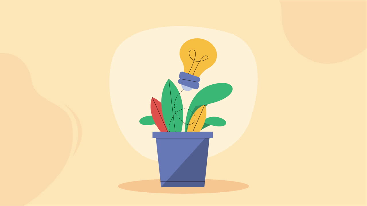 luz de bombilla con animación de plantas de interior