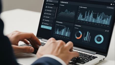 data analyst working on advanced business intelligence dashboard