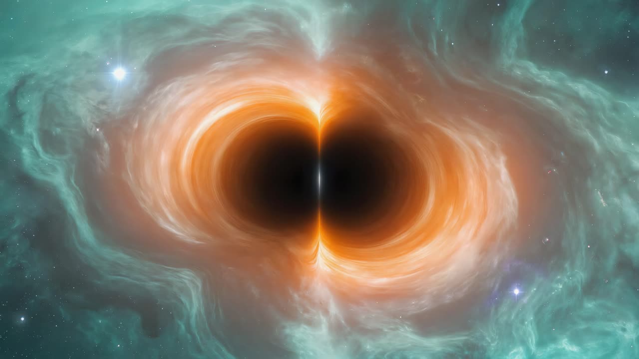 Cosmic Wormhole or Black Hole in a Colorful Nebula