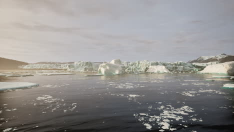 icebergs in a frozen landscape