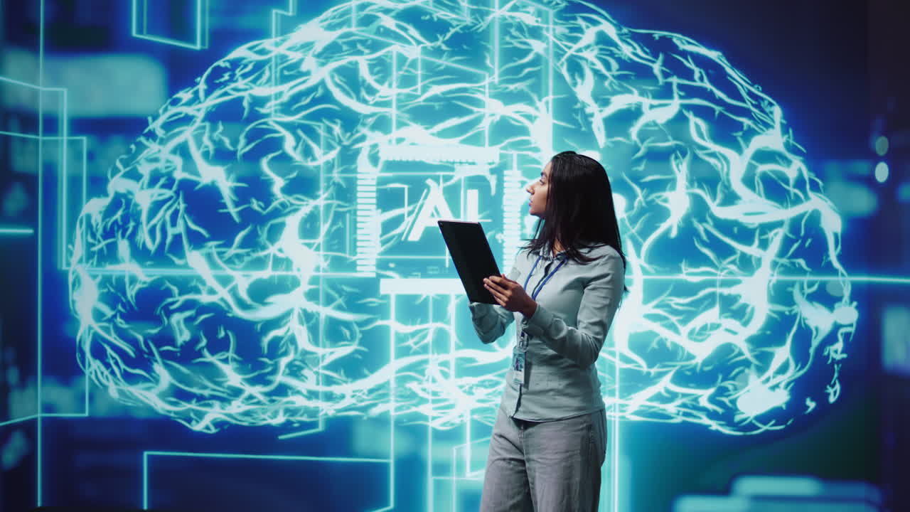 desarrollador que utiliza una tableta para implementar el procesamiento paralelo de inteligencia artificial