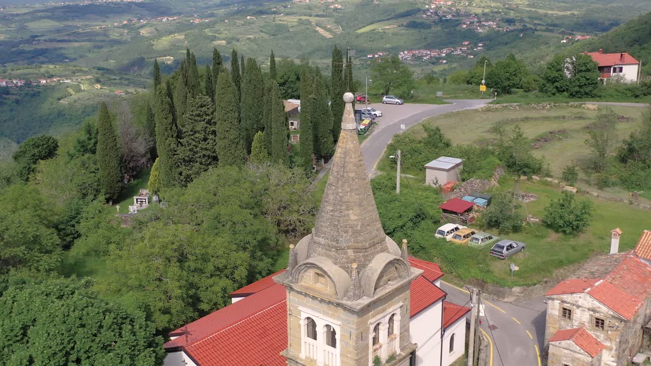 dolly out of the Romanesque style Koper cathedral and Koper city ,Slovenia