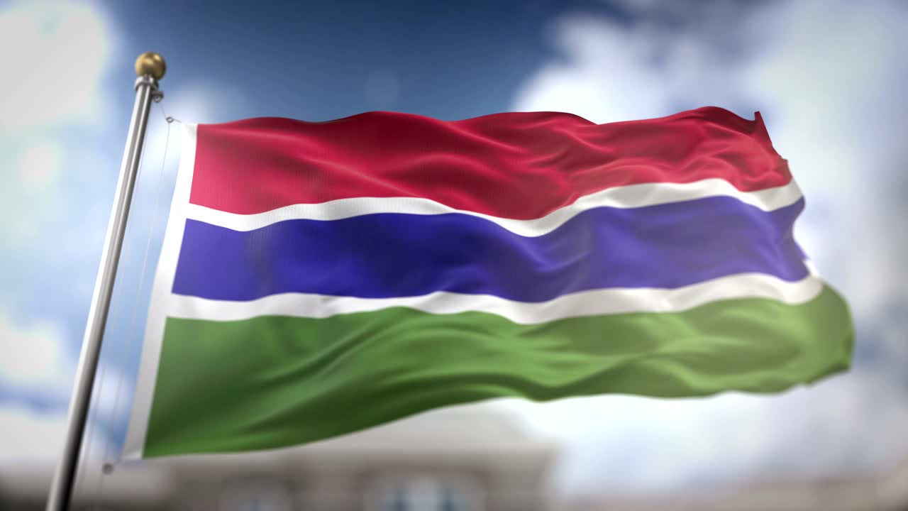 감비아 발이 느린 동작으로 흔들리는 3d 렌더링 파란 하늘 배경 - 원활한 루프 4k