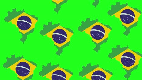 brazil map with flag falling through the green screen