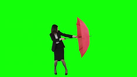Geschäftsfrau-Hält-Ihren-Regenschirm