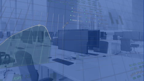 animación de estadísticas y procesamiento de datos financieros en oficinas modernas