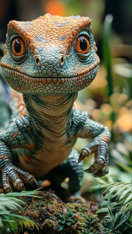 colorful lizard with vibrant features in a lush green environment