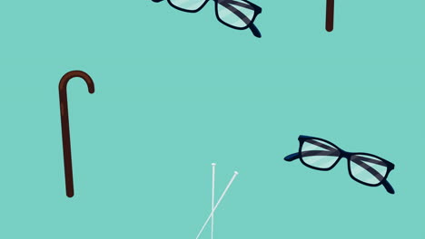 eyeglasses and cane old person accessories pattern