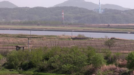 border fence between north and south korea at imjingak at the demilitarized zone