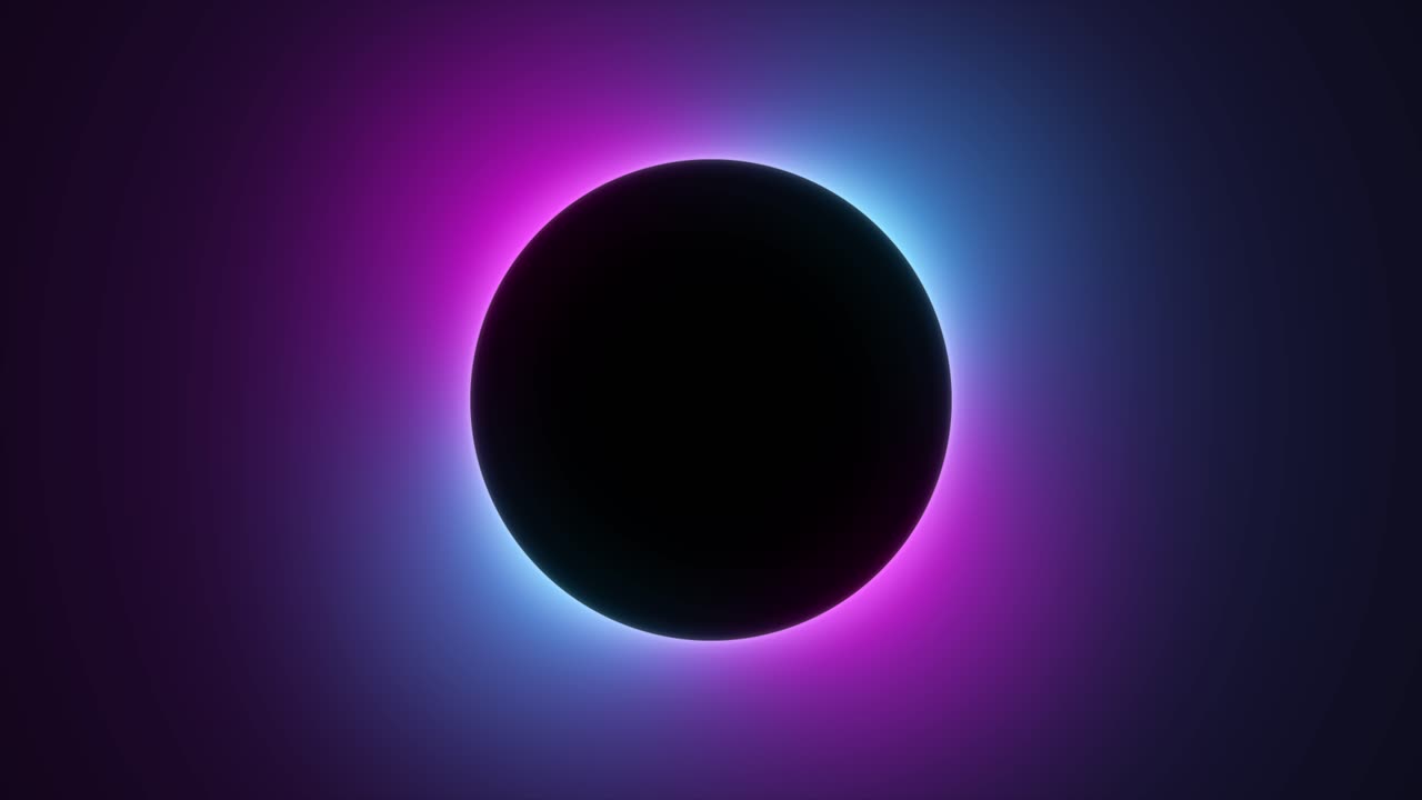 Abstract Black Sphere with Vibrant Neon Glow