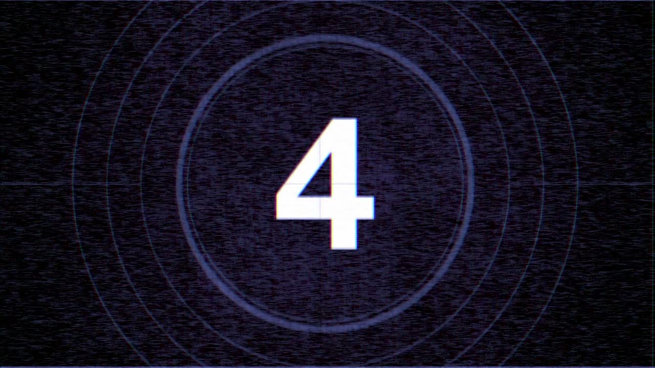 Retro blue film countdown in 90s style