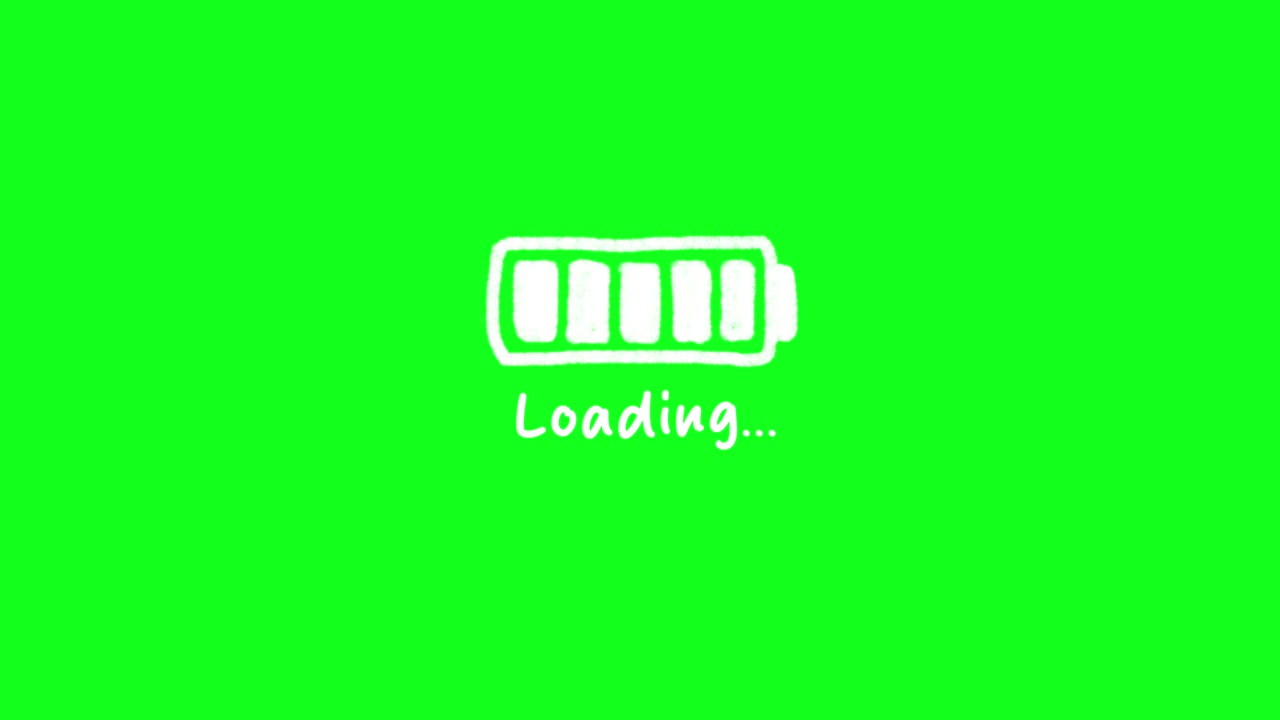 Animated Hand Drawn Battery Loading Icon on Green Screen