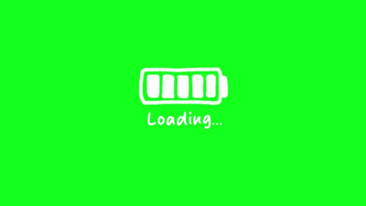 Animated Hand Drawn Battery Loading Icon on Green Screen