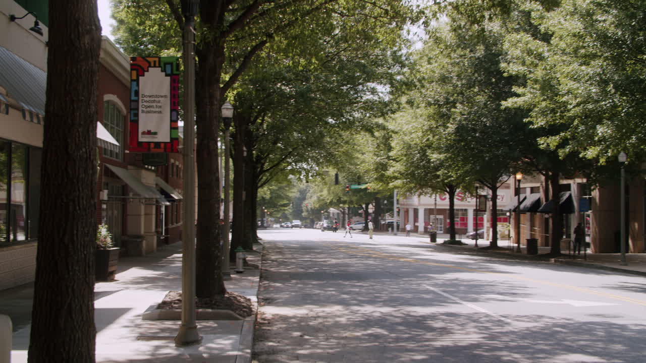 Downtown Street Scene with Businesses Open