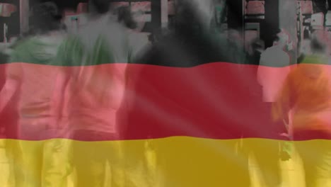 german flag with people walking