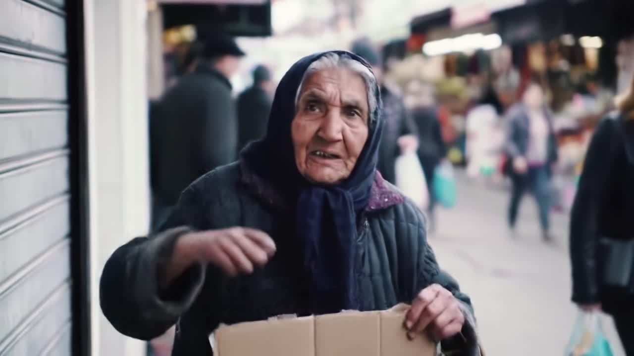 In a bustling outdoor market, two women share a meaningful conversation while dressed warmly for the autumn chill. The vibrant surroundings highlight their community interaction and connection.
