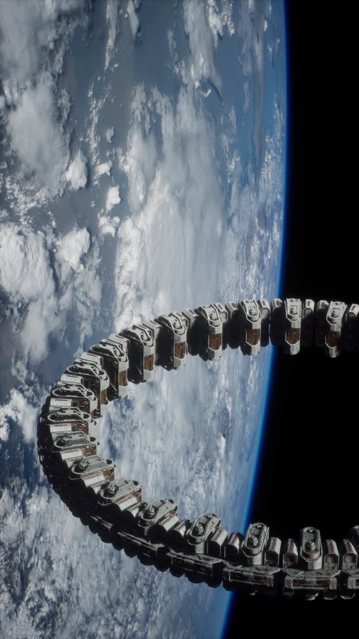 A spaceship orbiting Earth