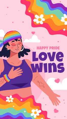 gráfico de movimiento de fondo plano para la celebración del mes del orgullo