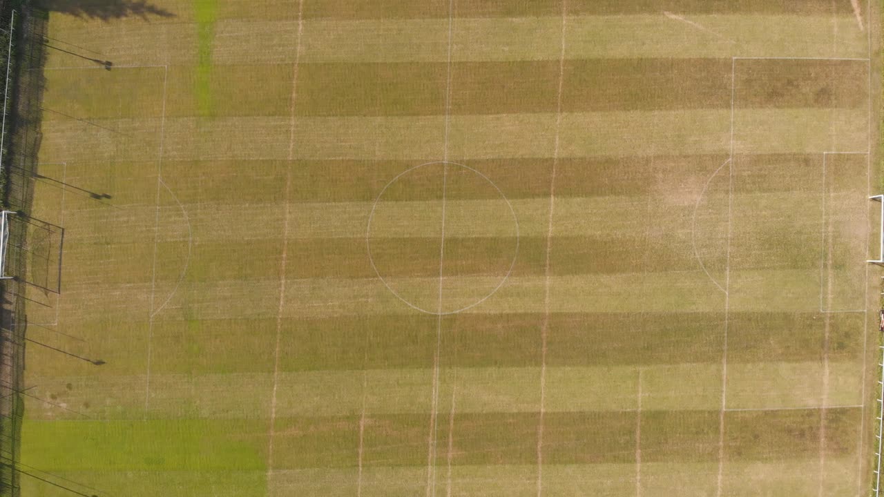 Mini football pitch turf in Dublin Ireland aerial reveal