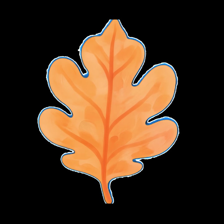 Animated Watercolor Oak Leaf Floating on Black Background