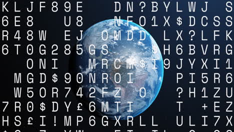 animación de letras y números de procesamiento en todo el mundo