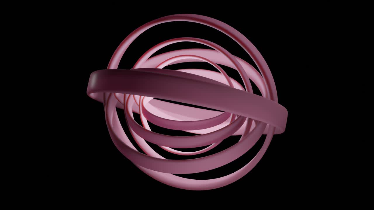 bucle, bola rosa 3d de anillos giratorios, muy relajante, 4k