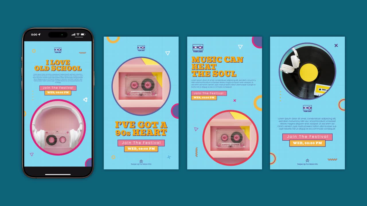 Retro Music Festival Social Media Story Templates