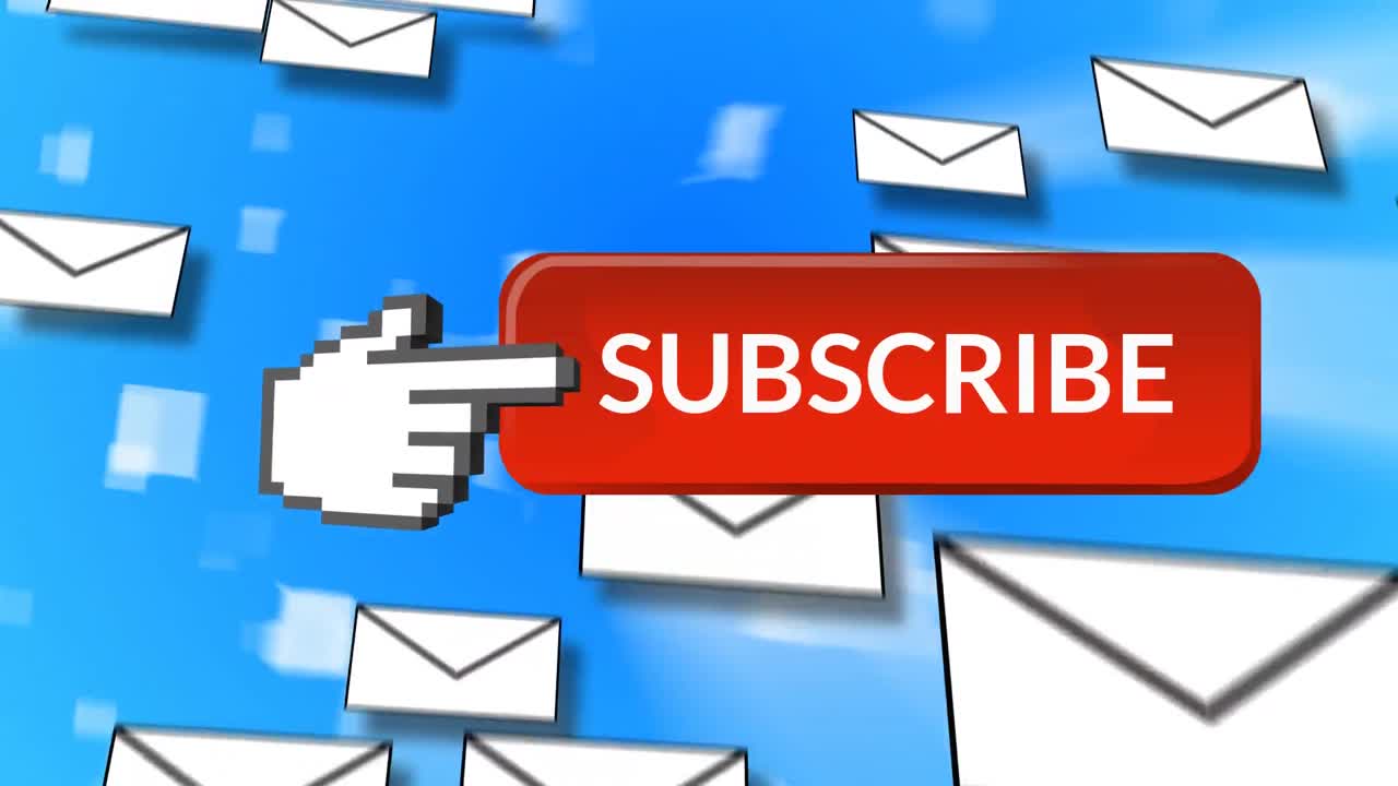 Subscribe button with a pointing hand for social media