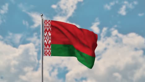 belarus flag waving in the blue sky realistic 4k video