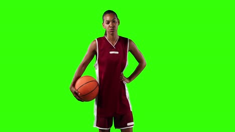 Female-basketball-player-on-green-screen