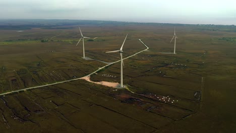 wind turbines at moycullen bogs, connemara bog complex, galway, ireland, august 2020