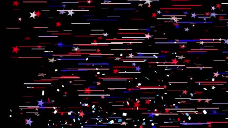 Colorful-confetti-falling-against-stars-and-lines-in-background