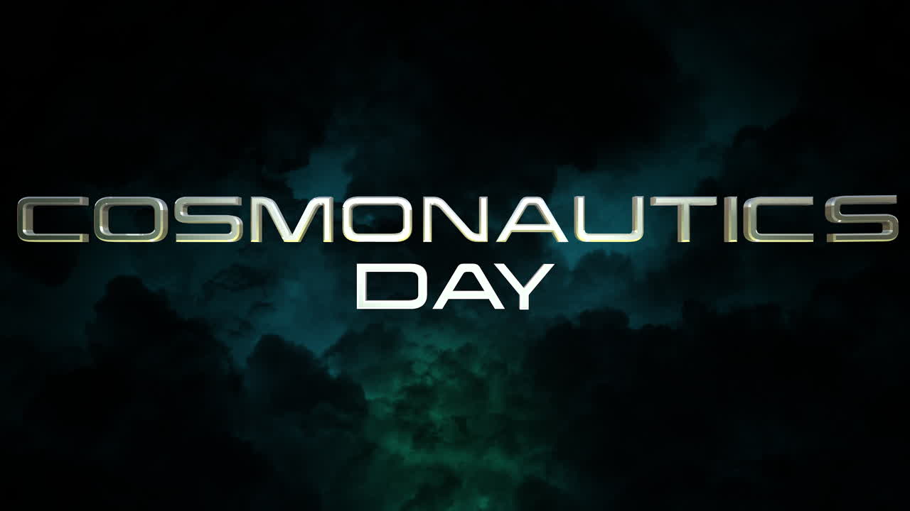 Cosmonautics Day with blue dramatic cloud in storm sky