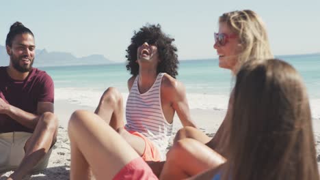friends talking seaside