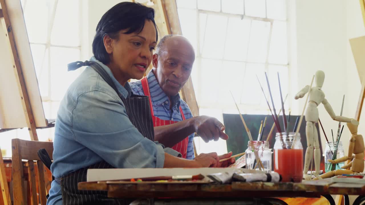Artists interacting with each other at table 4k