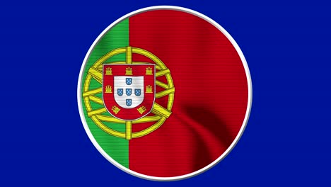 portugal circular flag loop - realistic 4k flag waving in the wind