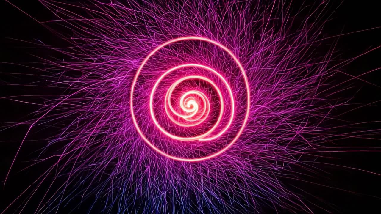 A Stunning Visual Experience of a Vibrant Spiral Design with Radiating Electromagnetic Lines and Striking Magenta and Blue Color Schemes Captivate the Viewer
