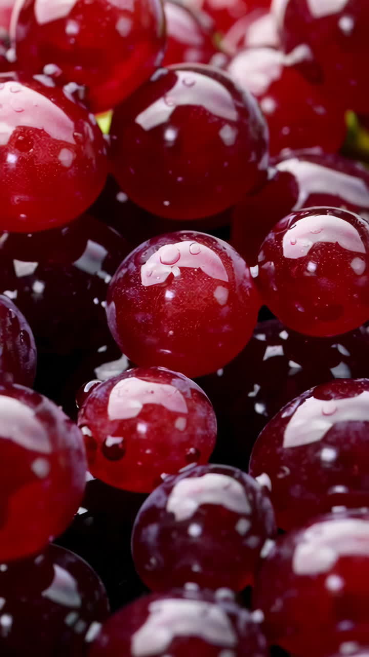 Close-up of Fresh Red Cherries with Water Drops