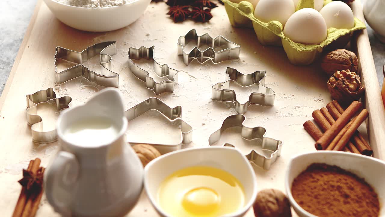 크리스마스 진저브레드를 위한 맛있고 신선하고 건강한 재료