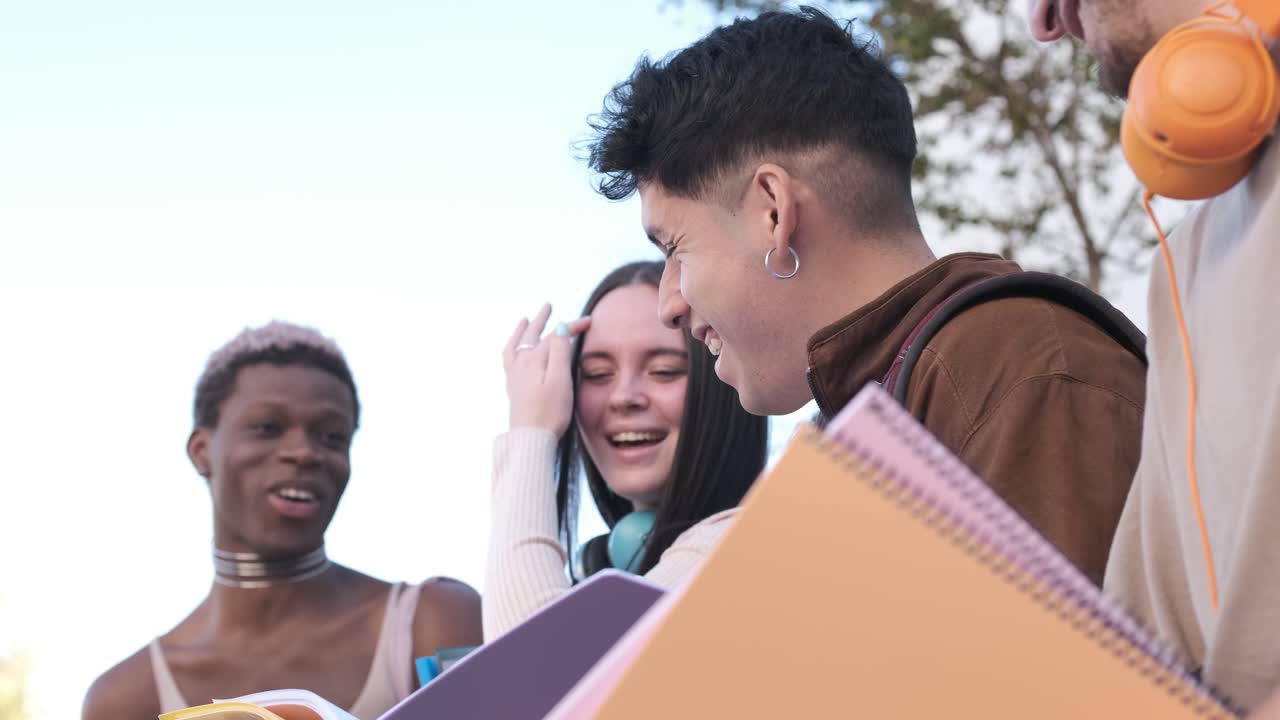 Group of friends commenting on class notes