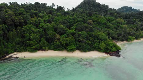 Wonderful-Scenery-Of-Bright-Blue-Waters-and-Green-Trees-On-A-Sunny-Day-In-Thailand---Perfect-for-Summer-Vacation---Aerial-Shot