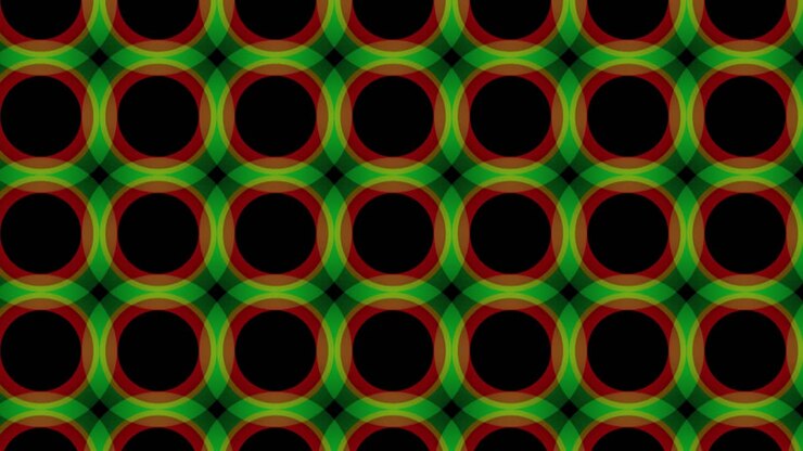 Un'animazione a scorrimento di un motivo a piastrelle colorate senza soluzione di continuità con cerchi per sfondo o carta da parati