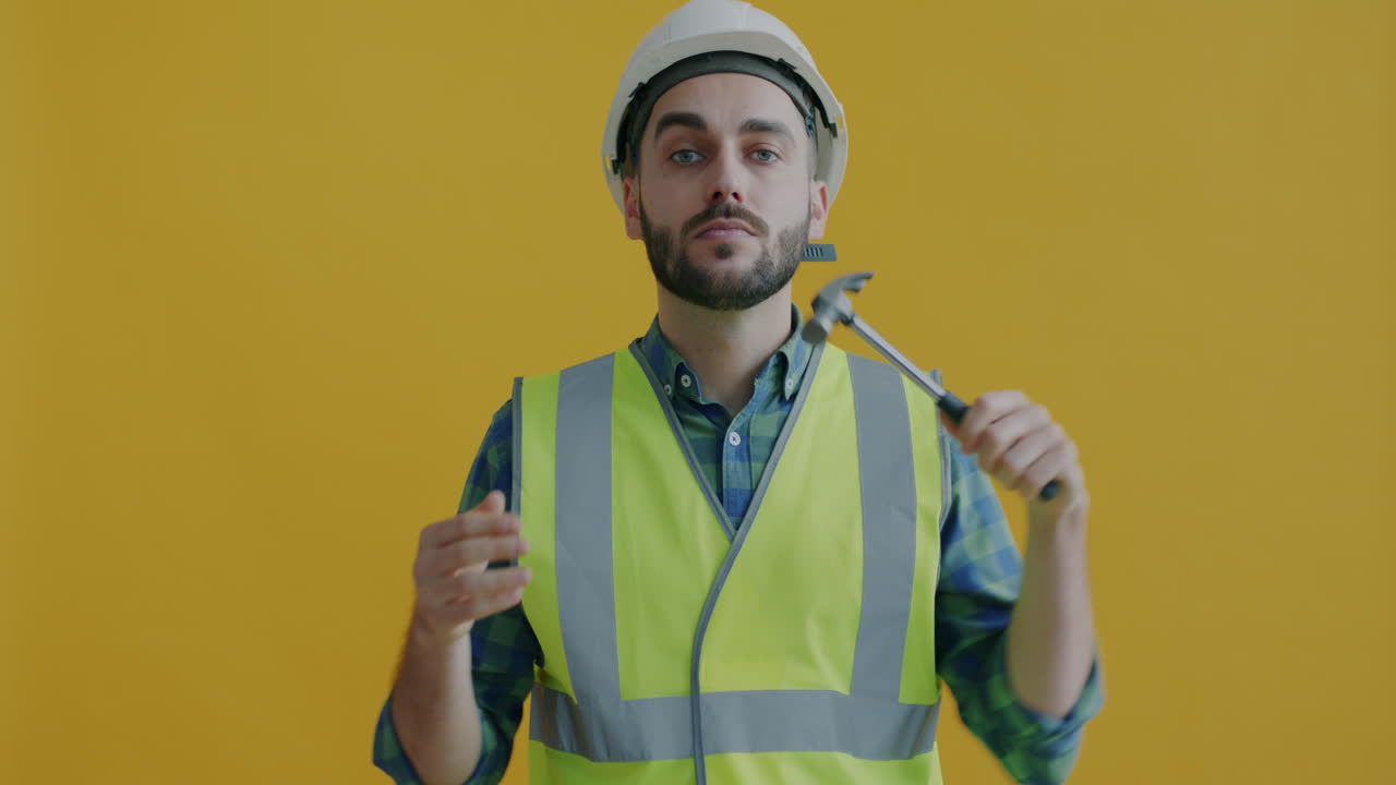 Construction Worker with Hammer