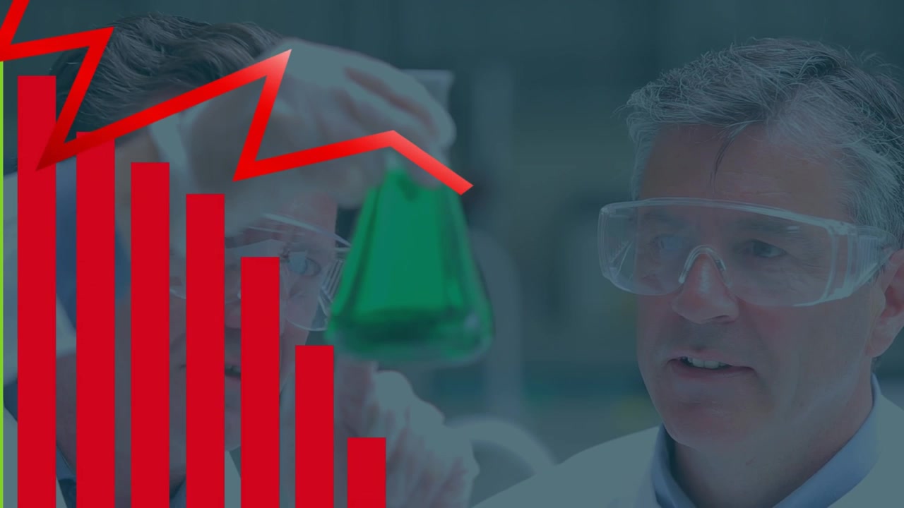 Animace grafů nad kavkazskými mužskými laboratorními pracovníky se vzorkem