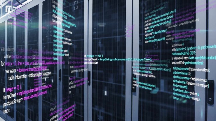 Animation of data processing over server room