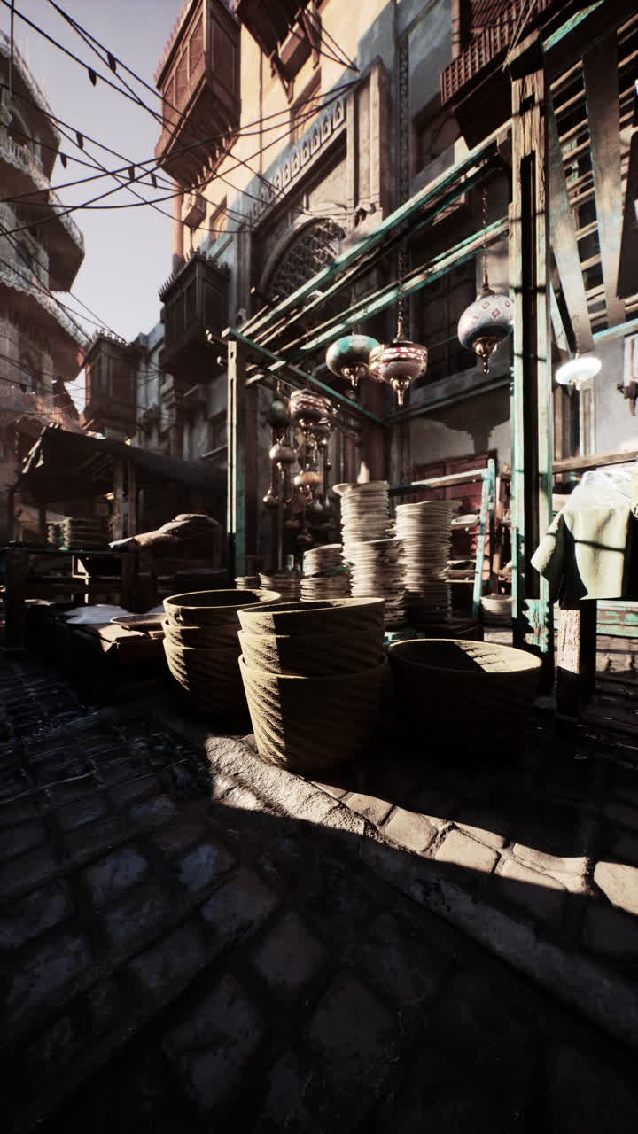 Morning light in an ancient oriental market