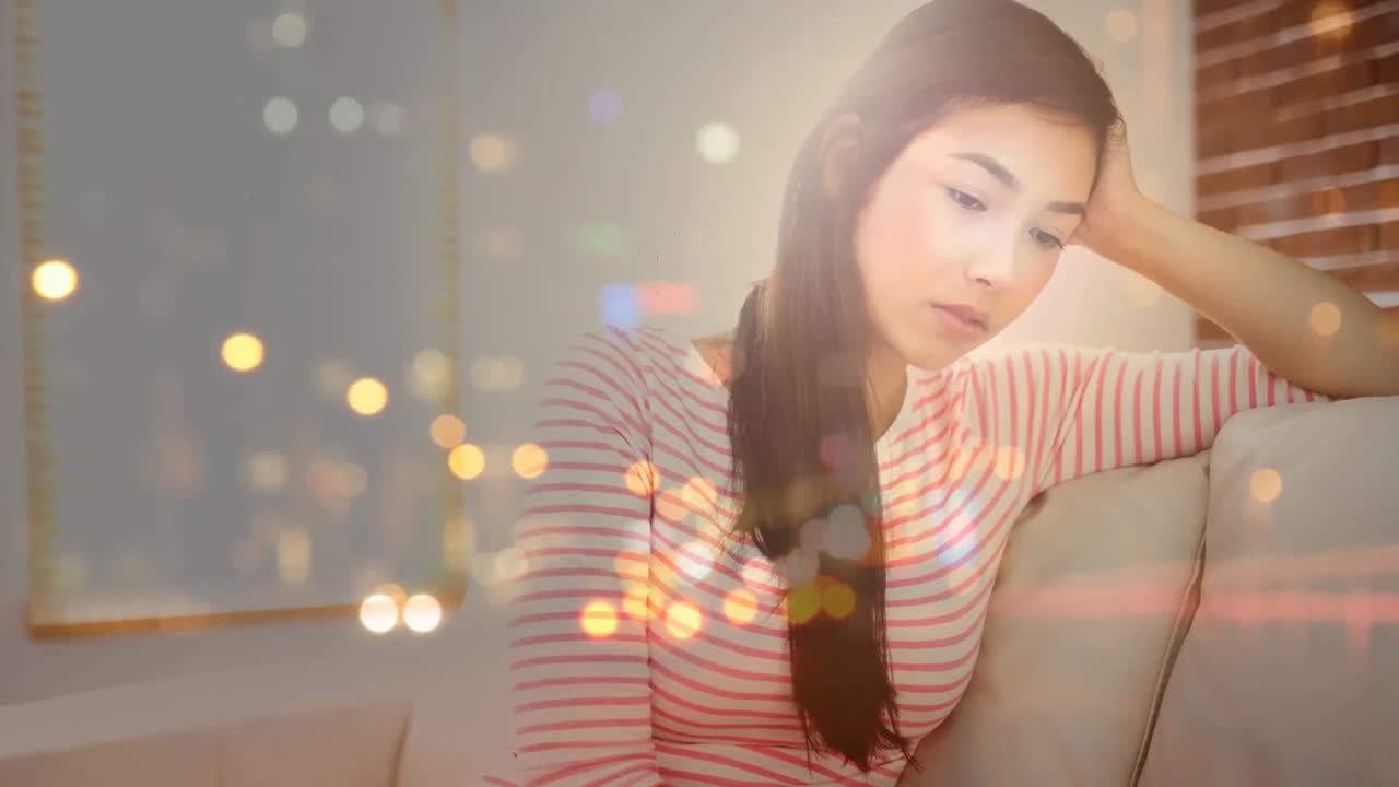 긴장 된 젊은 여성과 도시 교통의 디지털 애니메이션 4k