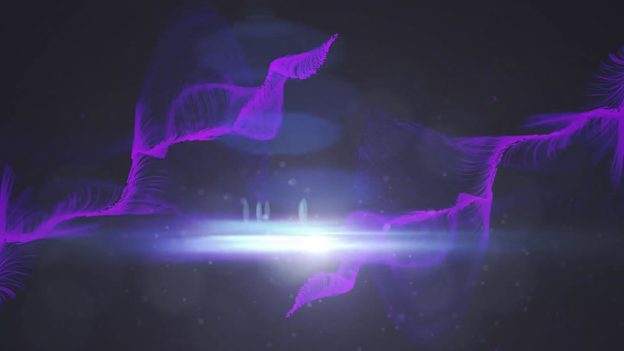 animación de formas sobre puntos de luz en movimiento.