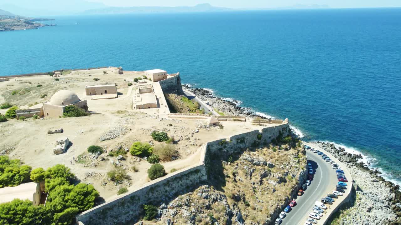 Venetian Fortezza overlooking the Aegean Sea atop a rocky promontory in Rethymno, Crete. Rethymno, Crete